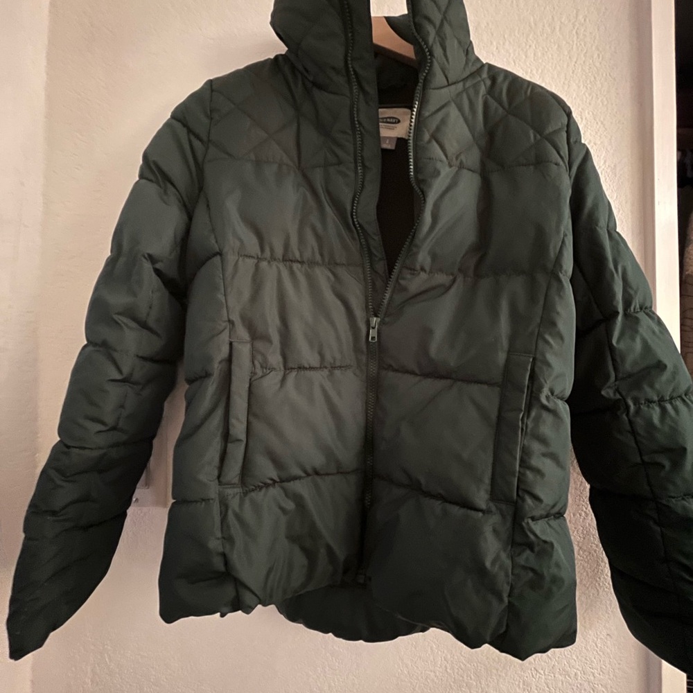 Dark Green Quilted Puffer Jacket